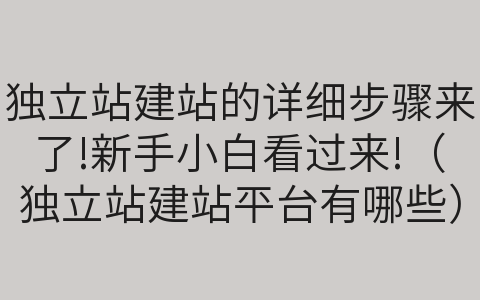 獨(dú)立站建站的詳細(xì)步驟來(lái)了!新手小白看過(guò)來(lái)!（獨(dú)立站建站平臺(tái)有哪些）