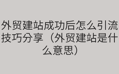 外貿(mào)建站成功后怎么引流技巧分享（外貿(mào)建站是什么意思）