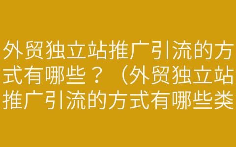 外貿(mào)獨(dú)立站推廣引流的方式有哪些？（外貿(mào)獨(dú)立站推廣引流的方式有哪些類型）